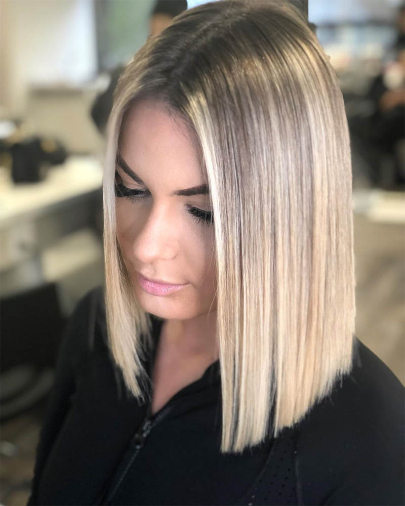 medium length hairstyles women blunt shoulder length hair Luxe Digital