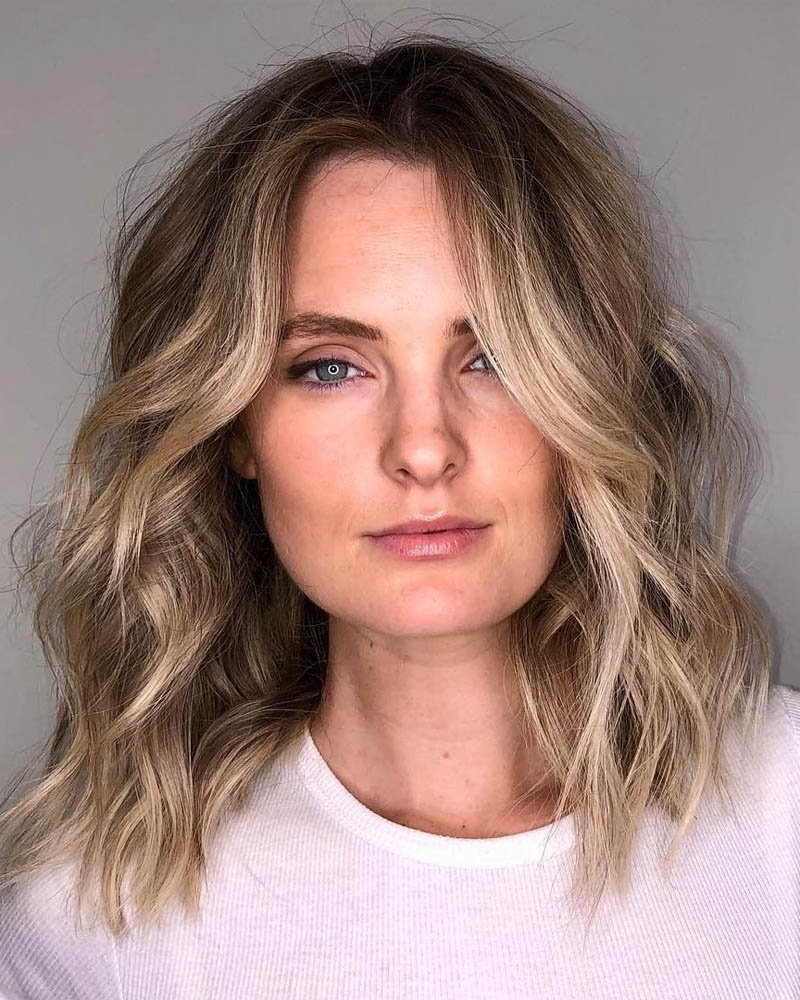 medium length hairstyles women extra voluminous messy lob Luxe Digital