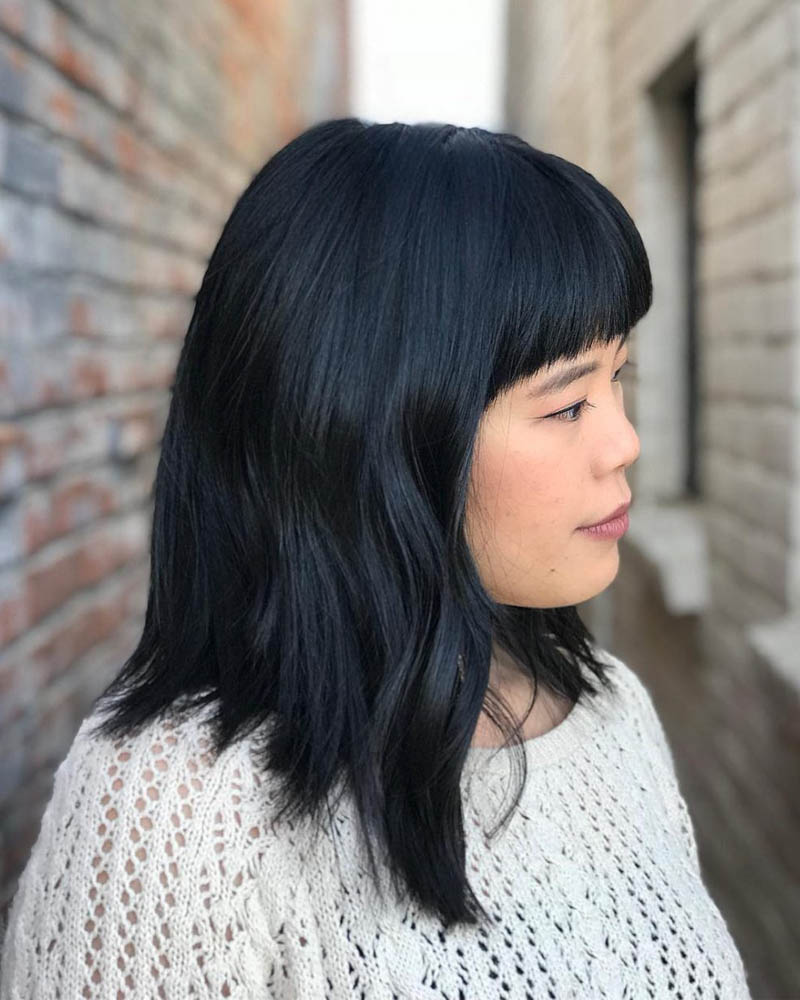 medium length hairstyles women shoulder length straight black hair Luxe Digital