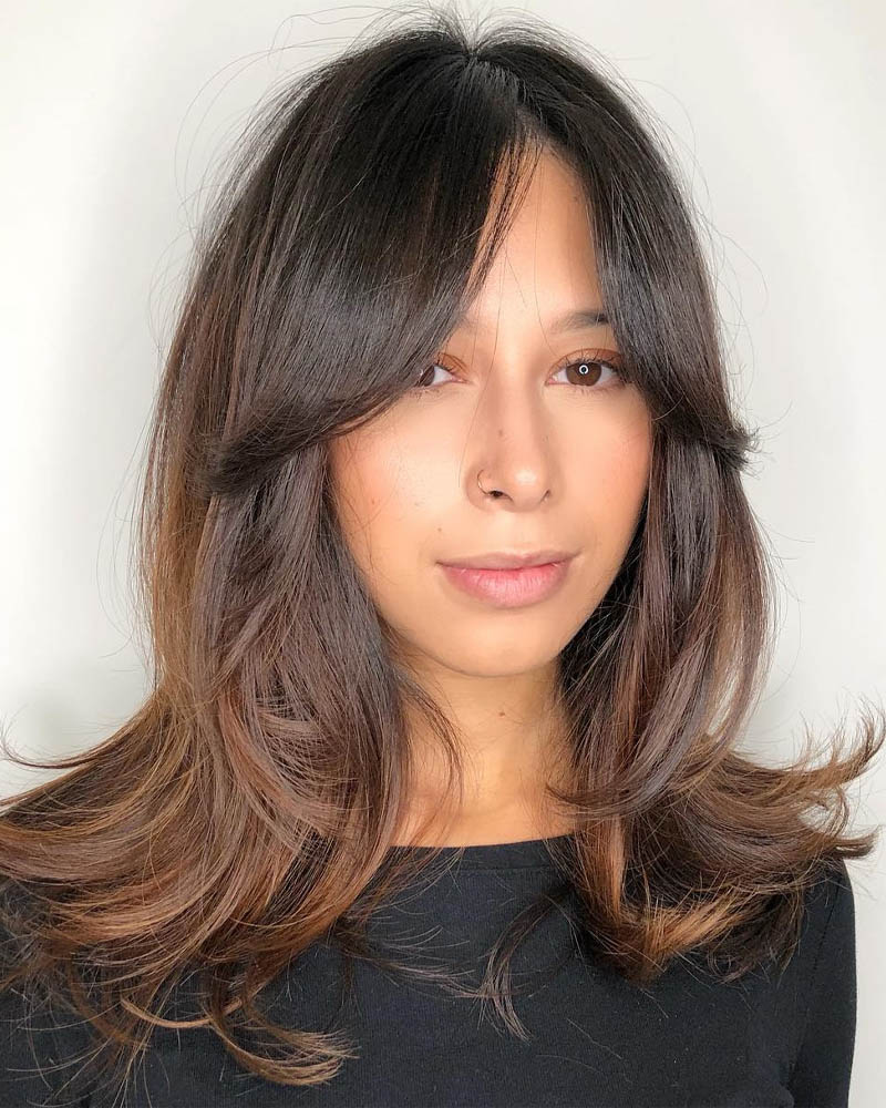 medium length hairstyles women shoulder length with long haircut Luxe Digital