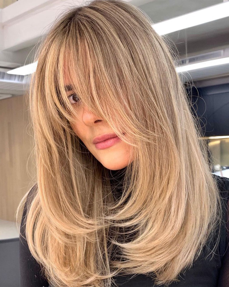 medium length hairstyles women soft blunt blowout hairstyle luxe digital 1