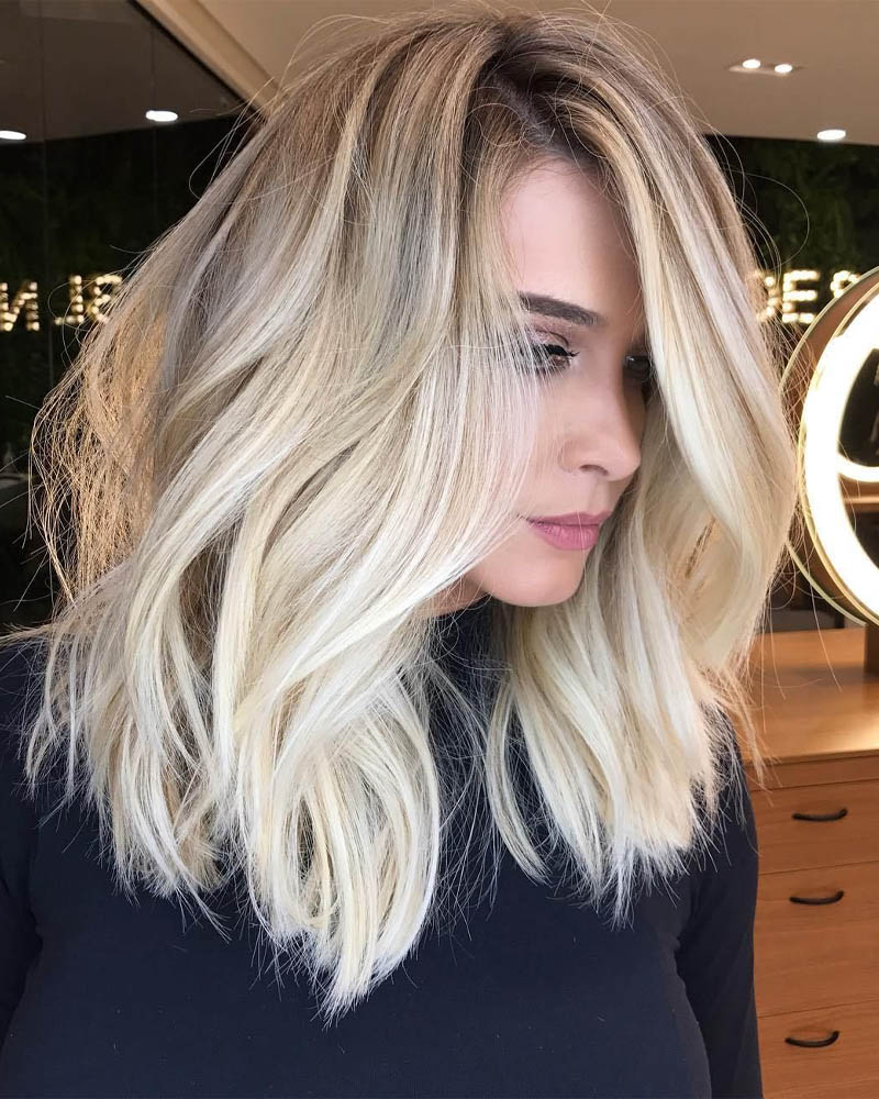 medium length hairstyles women voluminous messy extra long bob Luxe Digital